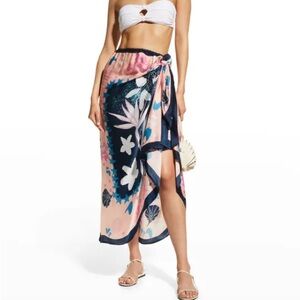 Verandah Awas Draped Coverup Midi Skirt NEW